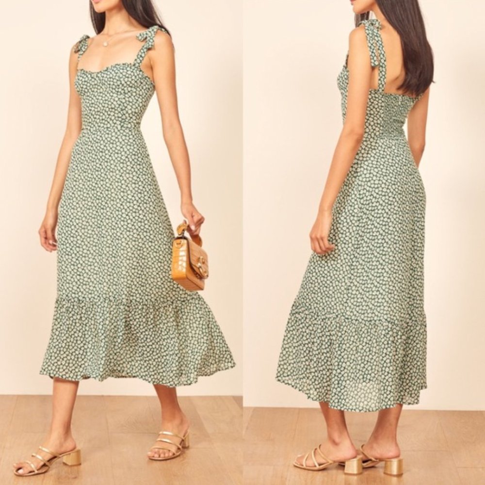 Reformation Nikita Dress in Venezuela Green Floral